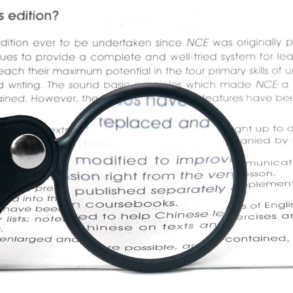 Folding Fold Away Pocket Magnifying Glass Magnifier Lens 3X Magnification Folding Leather Case Magnifying Glass. 