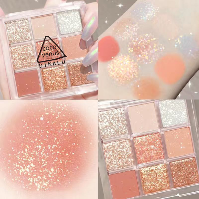 COCO VENUS Clear Nine Colors Acrylic Eyeshadow Palette Pearlescent Matte Earth Nine Square Shade Eyeshadow Makeup. 