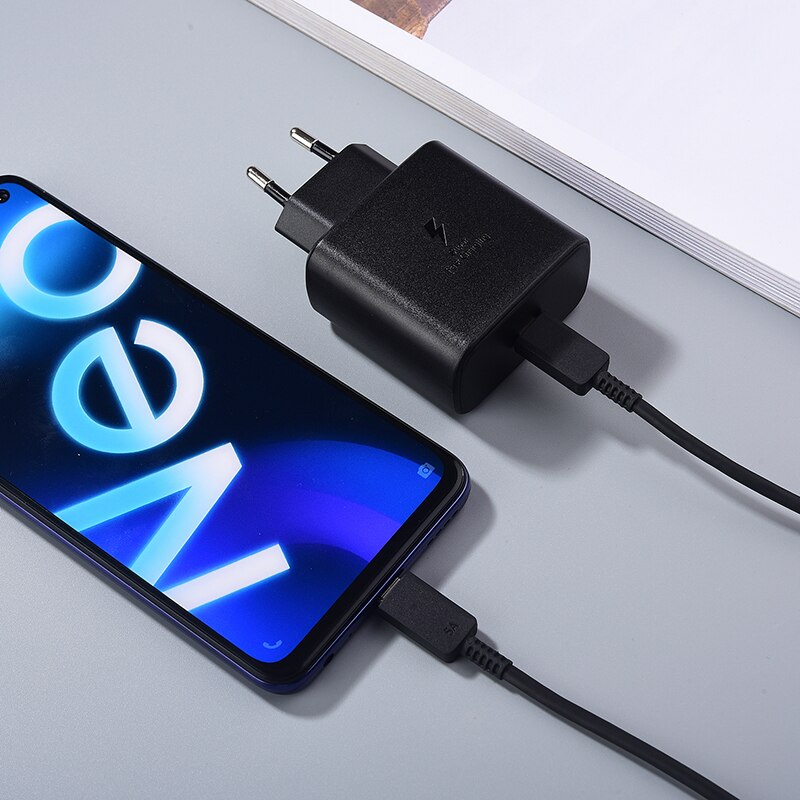 【happy one】Samsung EP-TA845 Super Fast Charging Adapter 5A Dual Type C Cable For Galaxy S21 Plus S20 + Note A90 A52 A72. 