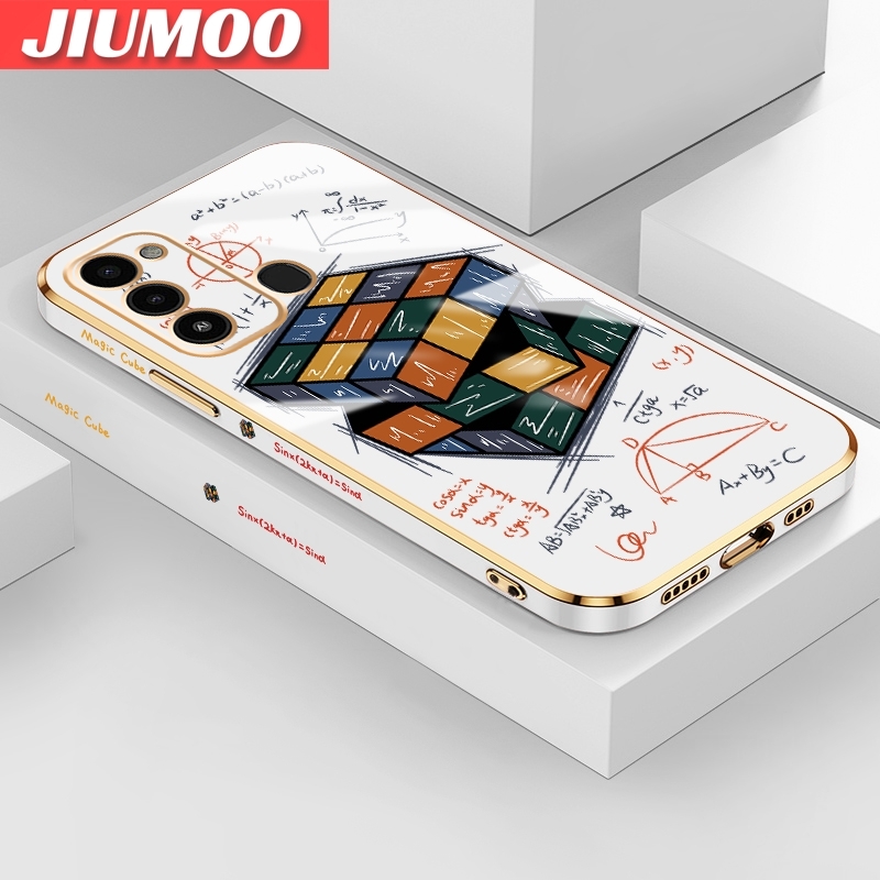 JIUMOO For Tecno Spark Go 2022 Case Cartoon Cute Rubik's Cube Side Design Phone Case Square Edge Pattern Silicone Softcase Luxury Plating Casing Full Cover Camera Shockproof Protection Cases. 