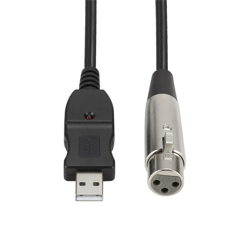USB To XLR Adapter Male to 3 Pin XLR Female Microphone Cable Cord Connector Computer Audio Data Cable Adapter. 