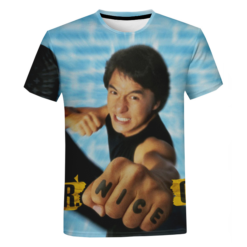 New 3D Printed Jackie Chan Kung Fu Master T-Shirts Unisex Dragon China Kung Fu Newest Oversized O-Neck Tops Short Sleeve Clothes. 