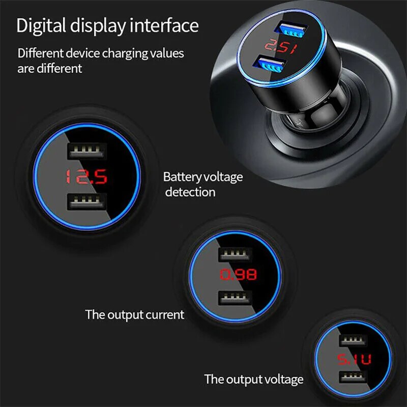 Universal 3.1A Dual USB Car Charger LED Display Fast Charging Mobile Phone Car Charger For iPhone XS Max Samsung S10 Xiaomi 10