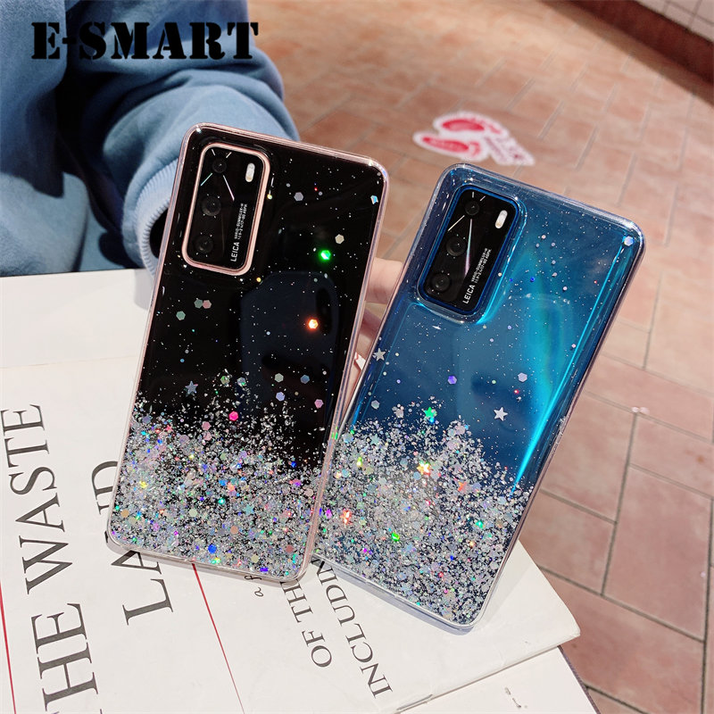 For Samsung Galaxy Note 10 Plus Case Glitter Silicone Soft Back Covers Starry Sky String Glitter Transparent Space Stars Moon Samsung Note10 Plus Back Cover. 