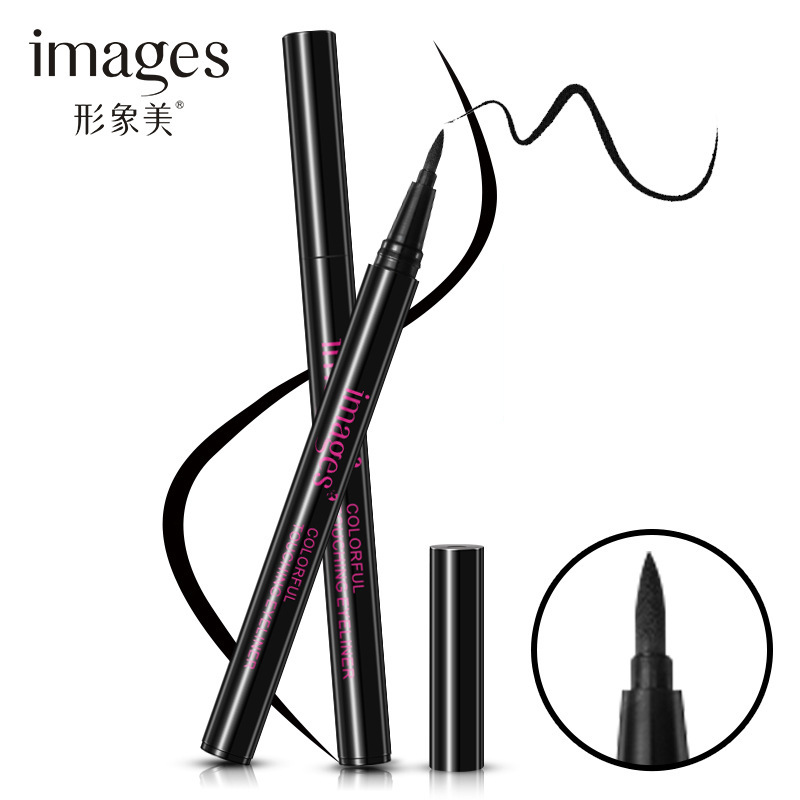 Images colorful dynamic eyeliner, black quick-drying eyeliner pen, sweat-proof and waterproof eyeliner. 
