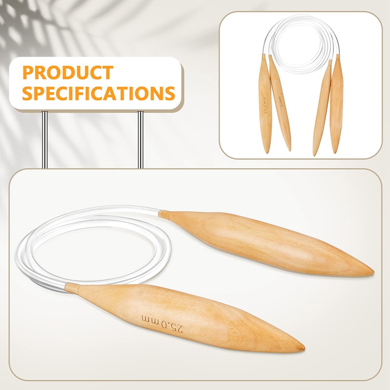 Bamboo Circular Knitting Needles Set for Chunky Yarn US Size 19,35,50. 