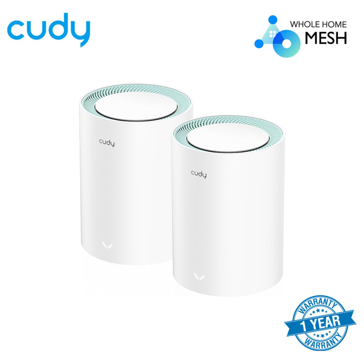 Cudy M1300 (2-Pack) AC1200 Dual Band Whole Home Wi-Fi Mesh System - 867Mbps on 5GHz and 300Mbps on 2.4GHz - 2 Gigabit Ethernet Ports - White. 