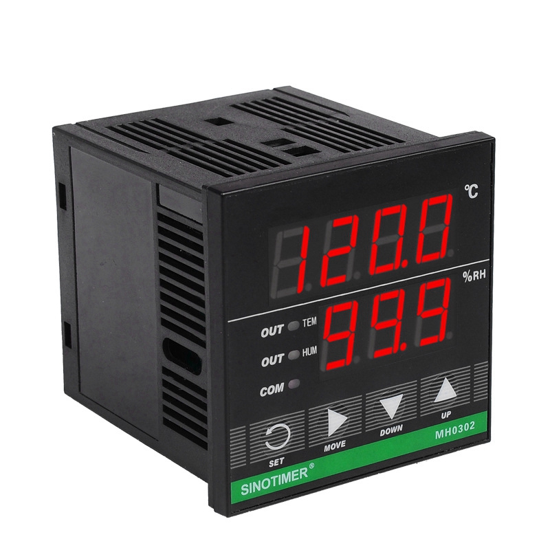 SINOTIMER 2X Temperature Humidity Controller, MH0302 Panel Mounted Digital Temperature and Humidity Controller Sensor. 