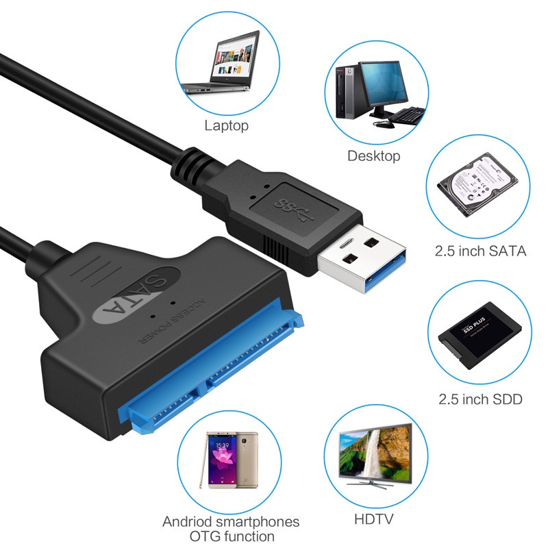 NGELON USB 3.0 SATA III Cable Sata to USB Adapter usb c to hdmi vga usb c Support 2.5 Inches External SSD HDD Hard Drive. 