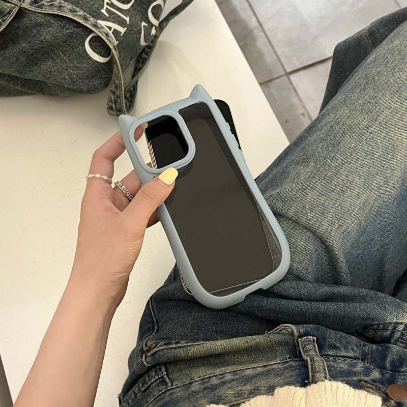 【Ready Stock+FREE Shipping】Cute cat ears phone case For iPhone 15 14 13 12 11 Pro Max 14 15 Plus Xr Xs Max fully protection shockproof transparent hard cover back cover. 
