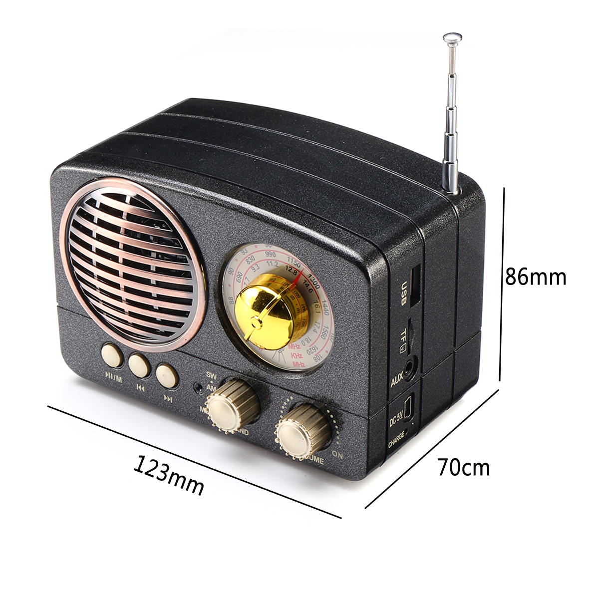 Retro Wireless 5W Bluetooth Speaker Loudspeaker FM Radio Recevier Support ECCA