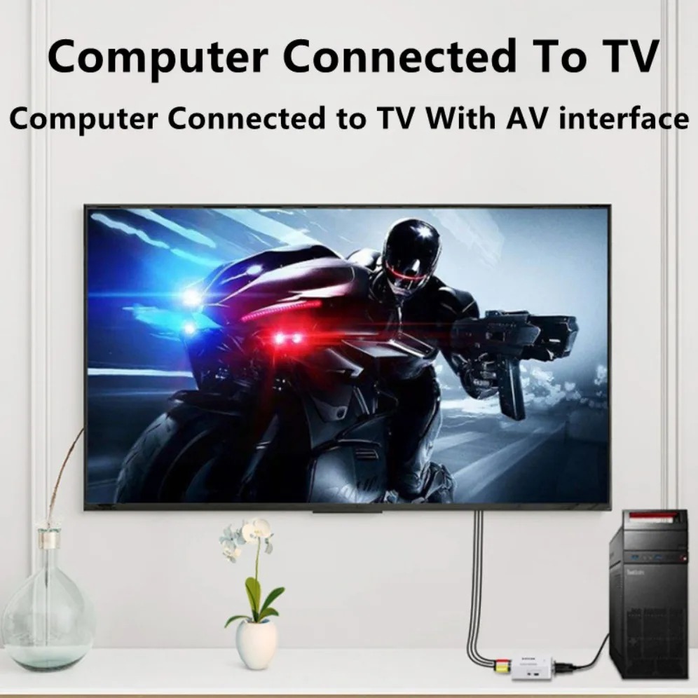 VGA to RCA AV Converter with 3.5mm Audio VGA 2 AV. 