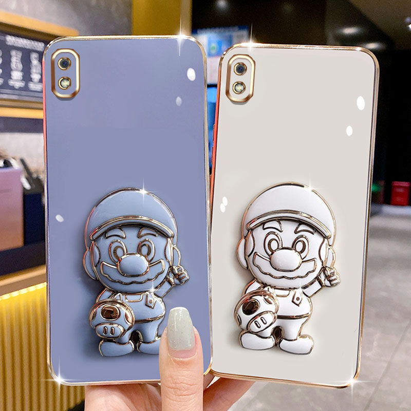 AnDyH For Samsung Galaxy A10 M10 A01 M01 Case 3D Stereo Super Mario Stand Phone Case. 