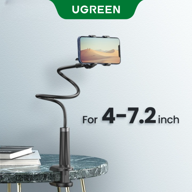 UGREEN Gooseneck Clip Phone Holder for Bed Desk Cell Phone Mount Flexible Lazy Long Ar-m Cla-mp Headboard Hand Free Overhead for iPhone Pro Max Samsung Galaxy Ultra. 
