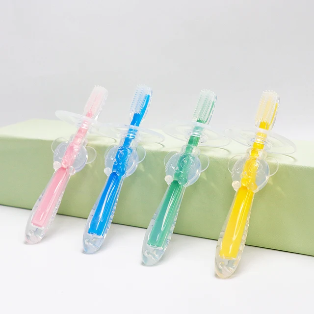 Full Silicone Baby Hand brush Children's silica gel three dimensional body milk for training, toothbrush, safe silicone brush soft-bristled / Teether CN-1pcs