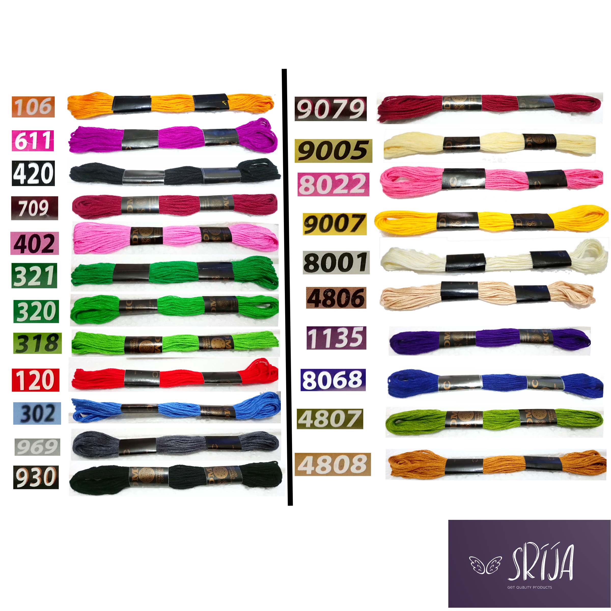 16 Pieces/Skeins Embroidery Floss Cross Stitch Thread / DMC Thread For Embroidery 6 line thread Cotton Embroidery Thread. 