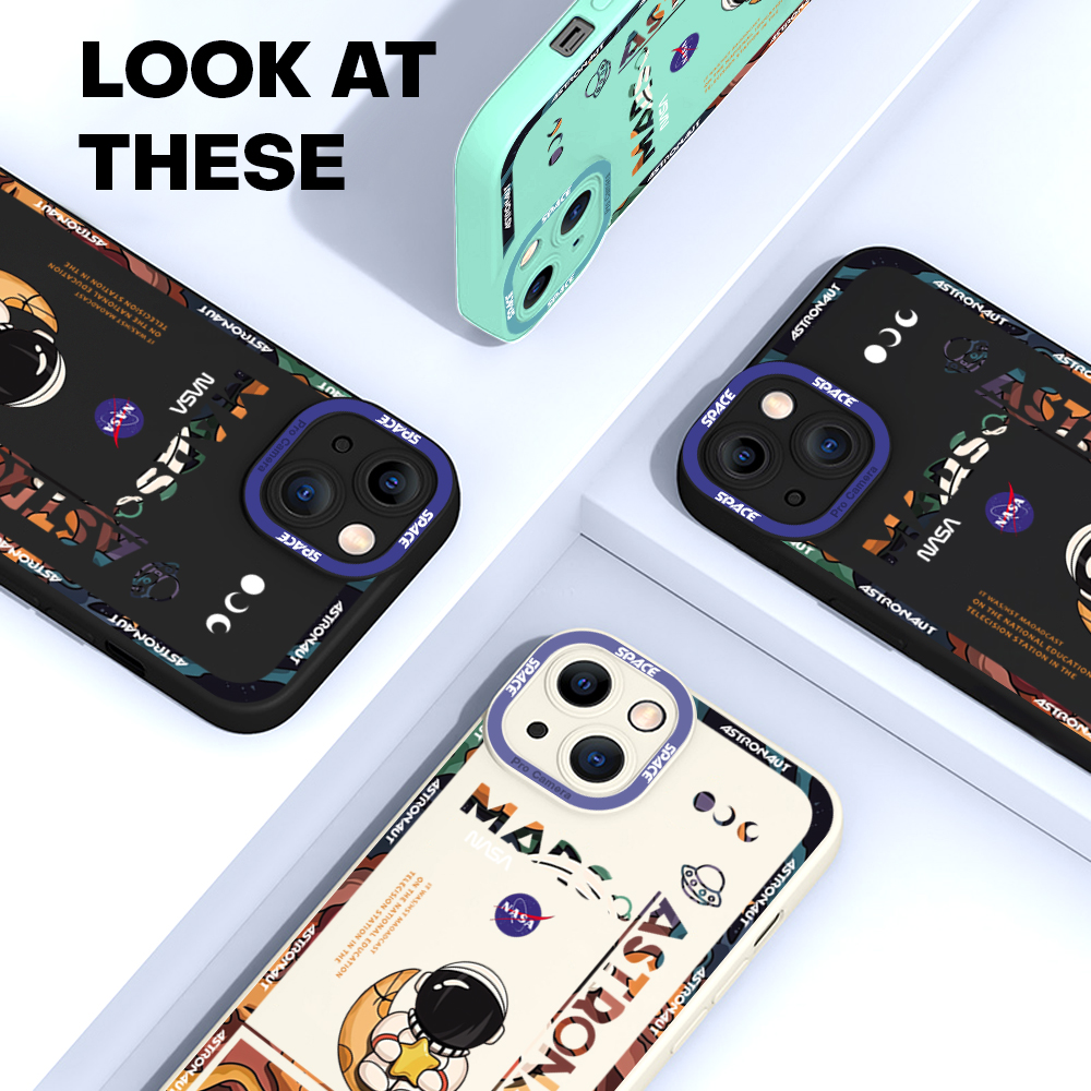 AMORVOR for iPhone 13 Mini Back Cover Space Astronaut Case Camera Protection Soft Silicone TPU Phone Cases. 