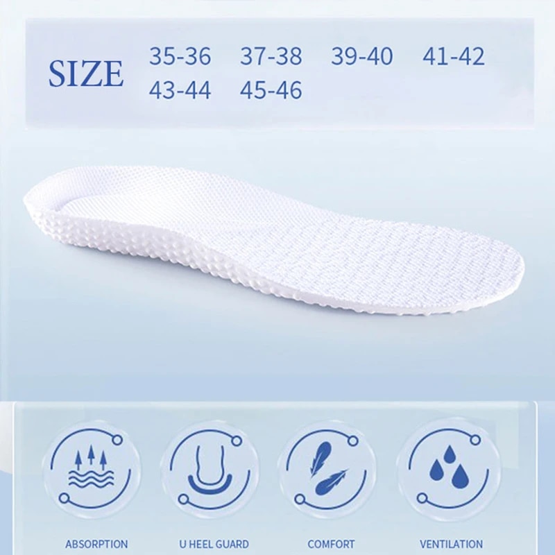 EVA Insoles for Shoes Sole Shock Orthotic Insole Absorption Deodorant Breathable Cushion Running Insoles for Feet Arch Suppor. 