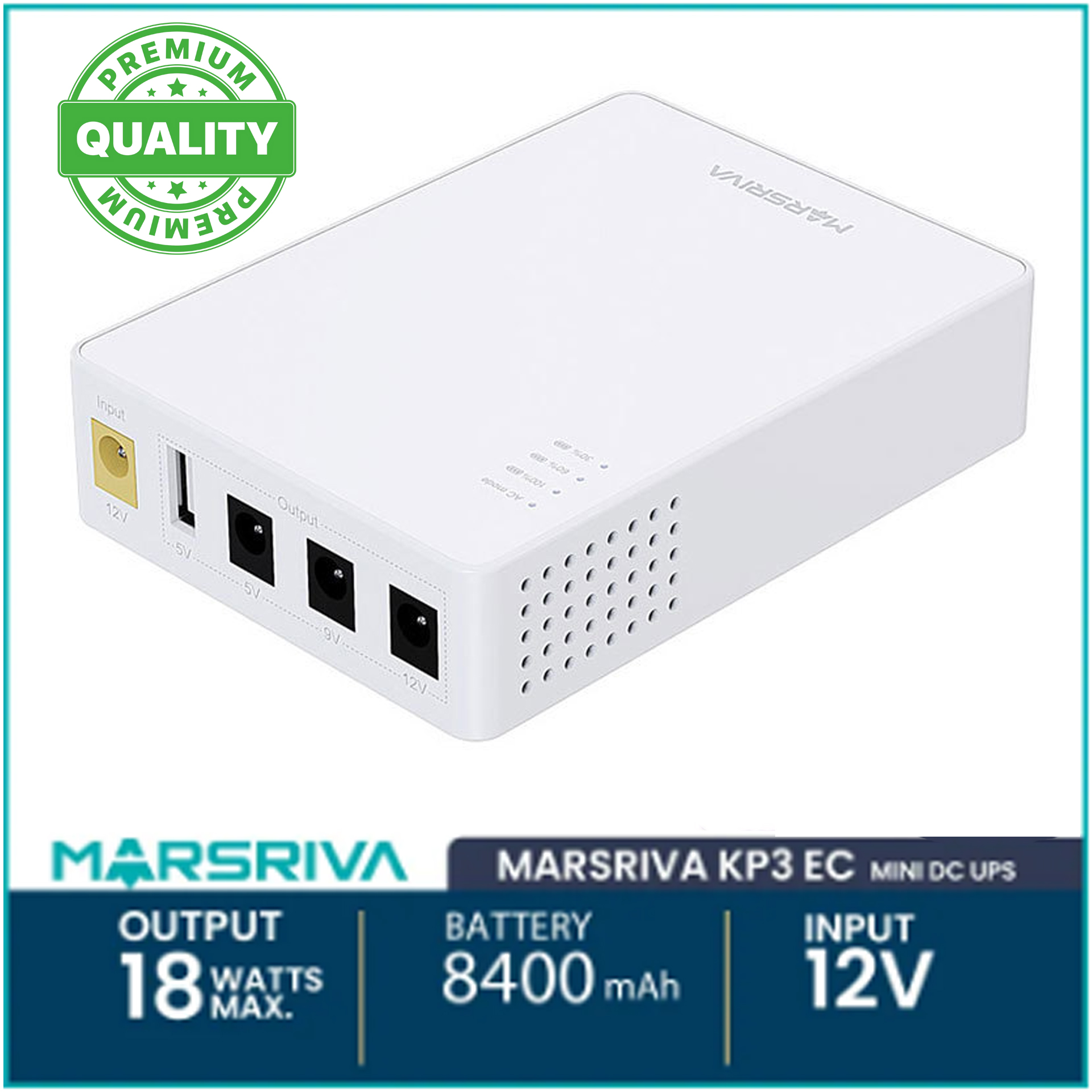 MARSRIVA KP3 EC 8400mAh Smart Mini DC UPS for Router 18Watt max output with 3 DC output and 1 USB Output