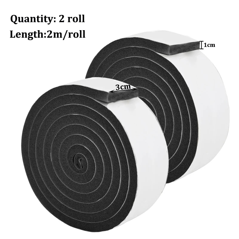 4M（2 Roll） Air Conditioner Insulation Foam Tape Sponge Window Sealing Strips Sound-Proof Weather Stripping Door Seal Gap Blocke. 
