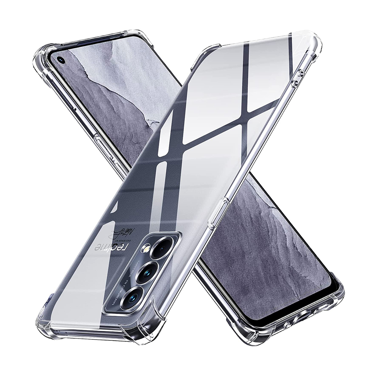 For Realme GT Master Edition Back Cover Shockproof Transparent Soft TPU Silicone Protector Phone Case with Shock Absorption Bumper Corners