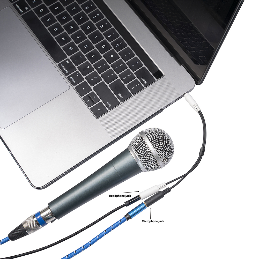 3.5mm One Point Two Headphone Microphone Splitter Ctia Standard Connection Audio Cable 20cm. 