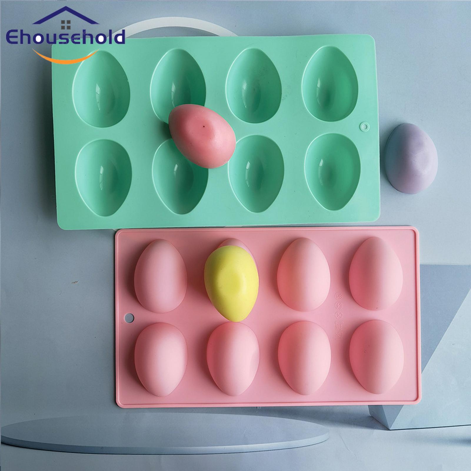 Cake Mold Reusable 8 Grids Easter Egg Shaped Silicone Mold. 
