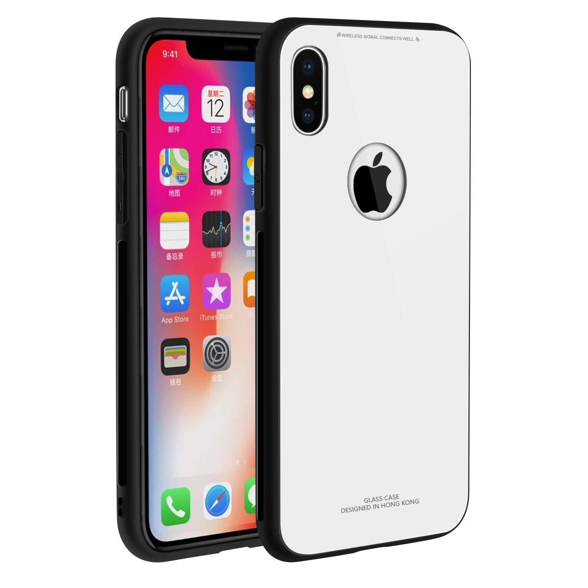 For Apple iPhone X / iphone XS HONG KONG DESIGN Scratchproof Tempered Glass bake Cover Case. 