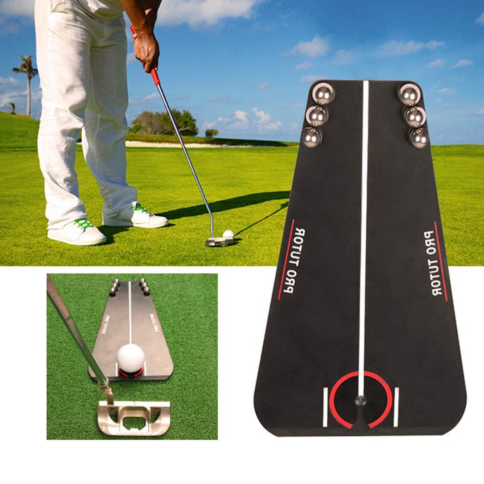 Golf Putting Tutor with Free Zipper Case, Golf Putting Training Aid Indoor Outdoor Golf Putting Trainer/Aids