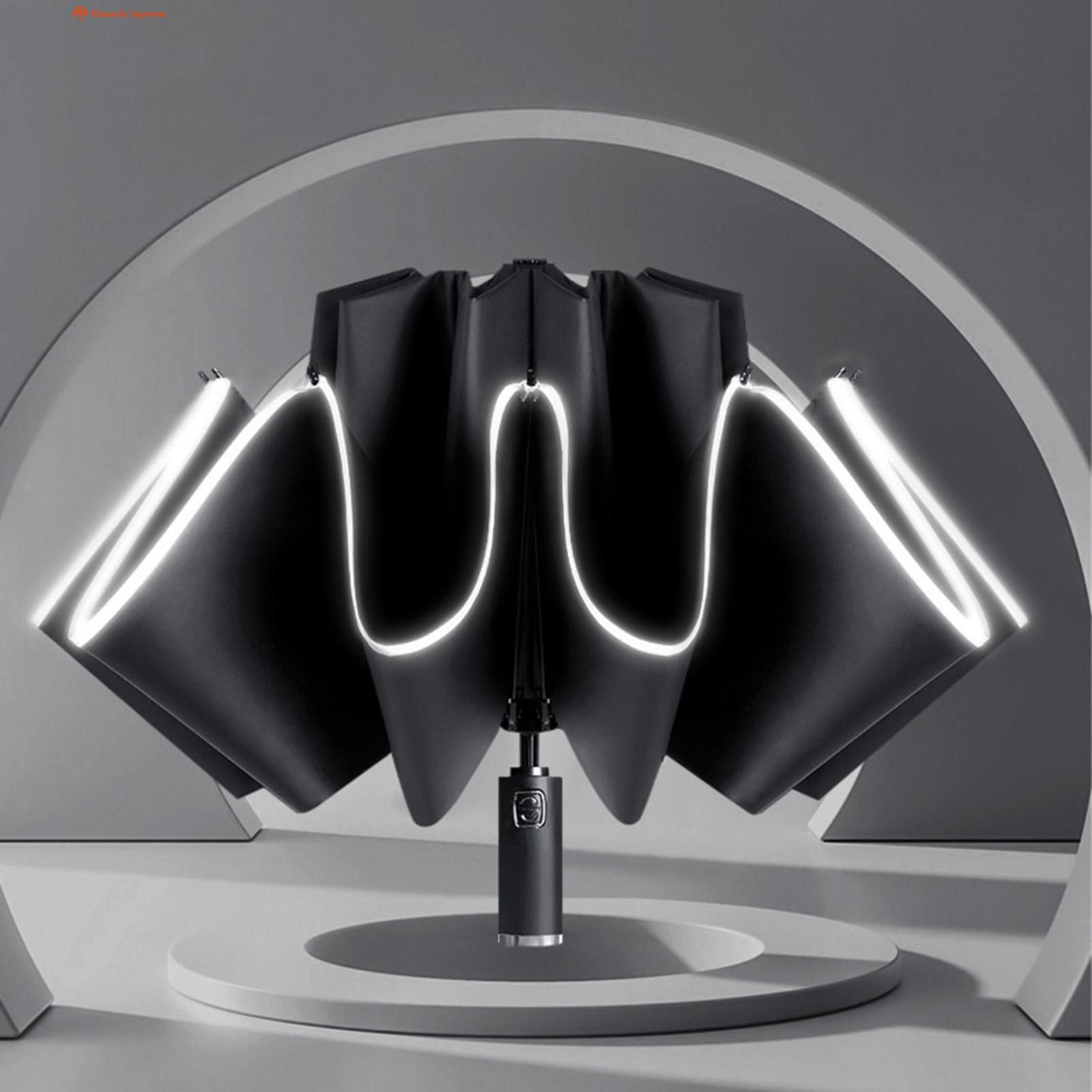 Reflective Umbrella Sun Umbrella with Uv Protection Windproof Reflective Strips Portable Travel Rain Umbrella for Men Women Upf 50 Automatic Open Close Ideal for Modern Design Umbrella. 