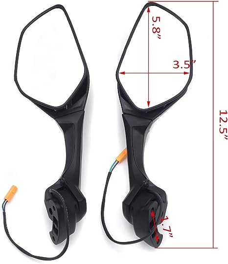 Black Rear View Mirrors w/Turn Signals Compatible Ninja ZX10R For Motorcycle. 