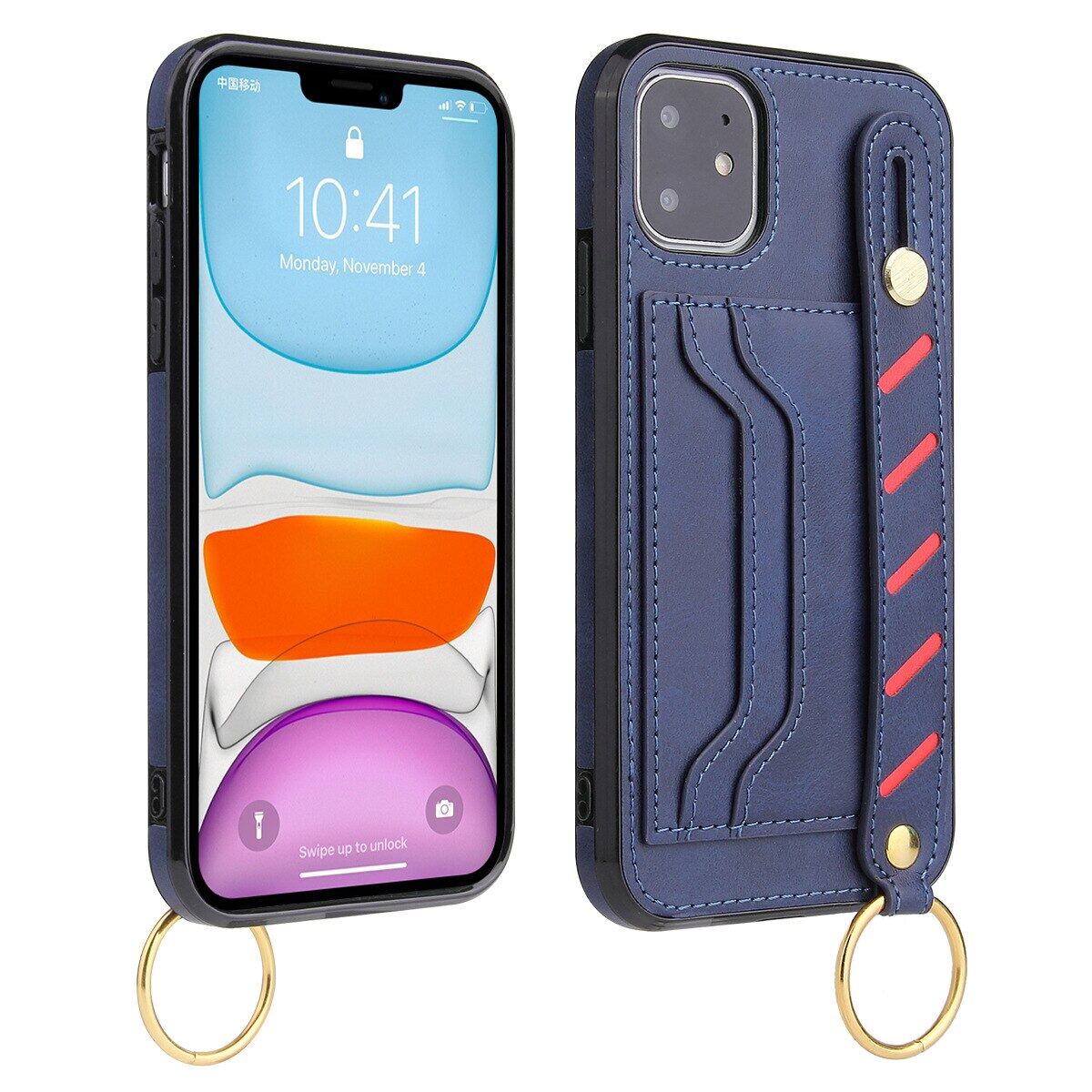 HOCE Luxury Leather Wristband Phone Cases For iPhone 13 12 Mini 11 14 Pro Max X XR XS 8 7 Plus Case Shockproof Multi-function Card Slots Back Cover