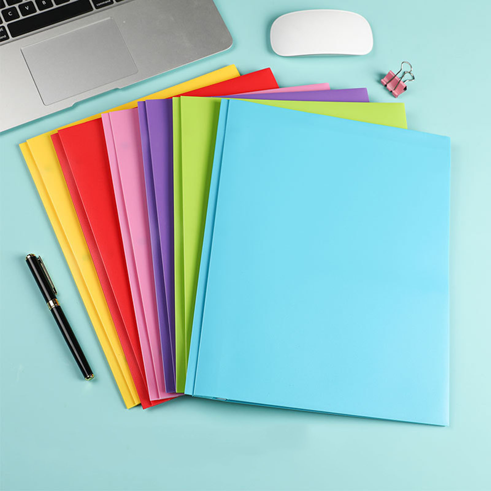 Plastic inted cket Folders 6pcs Dual cket Plastic Folders with Business Card Holder ter Size Organizer for Office Use Organizational File Folders. 
