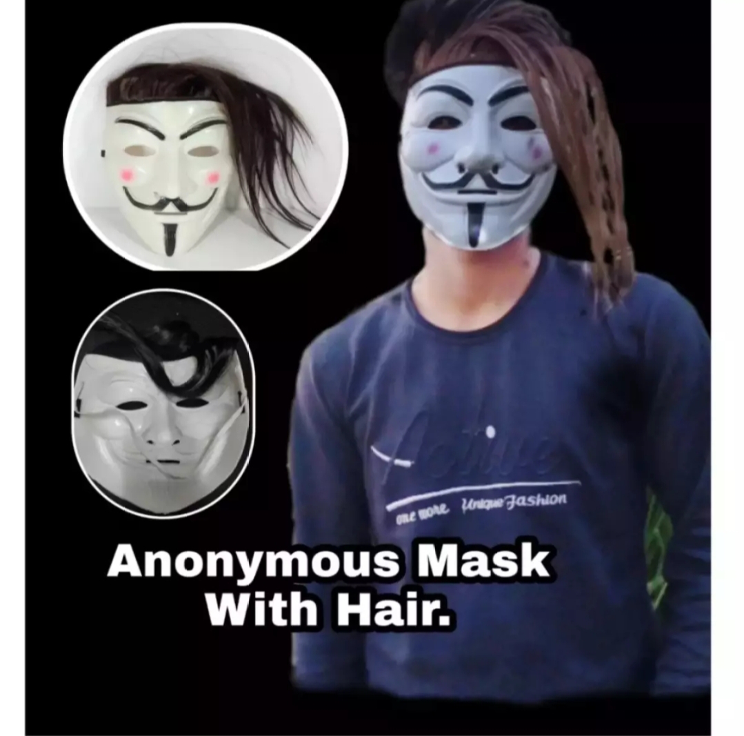 Joker Face with Long Hair for Party/Anonymous / Guy Fawkes Maks - White/joker mukhos-1pc. 