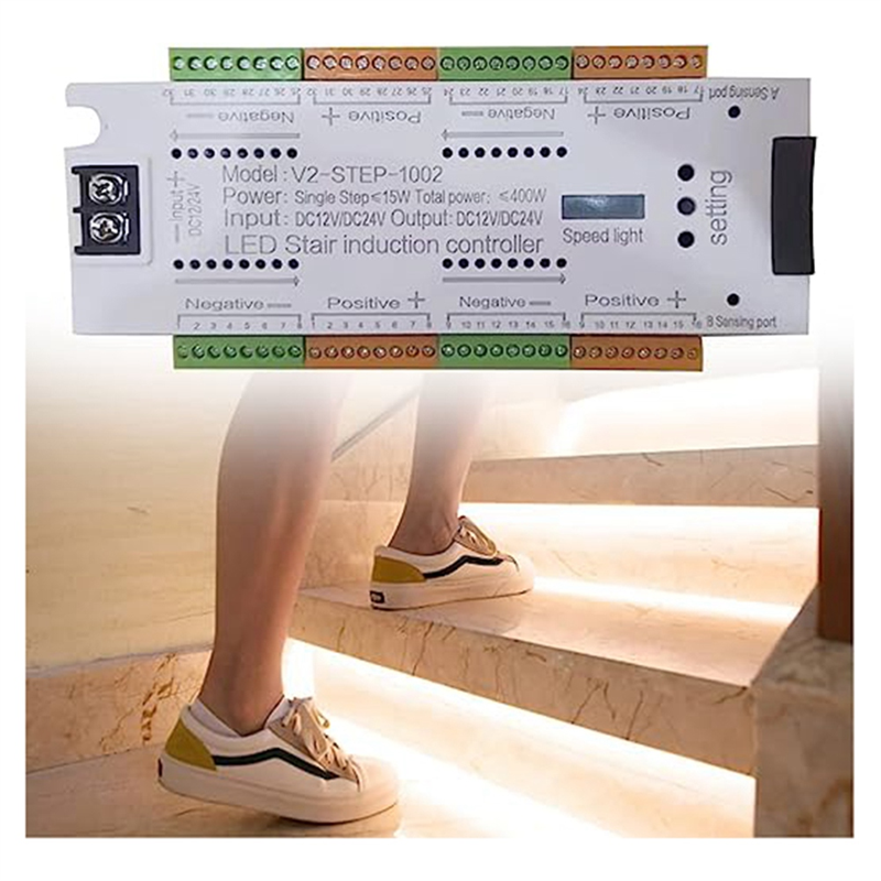 Automatic 32 Channels Stairway Lighting LED Motion Sensor Stair Light Controller Kit for Stairs Flexible Strip 12V 24V. 