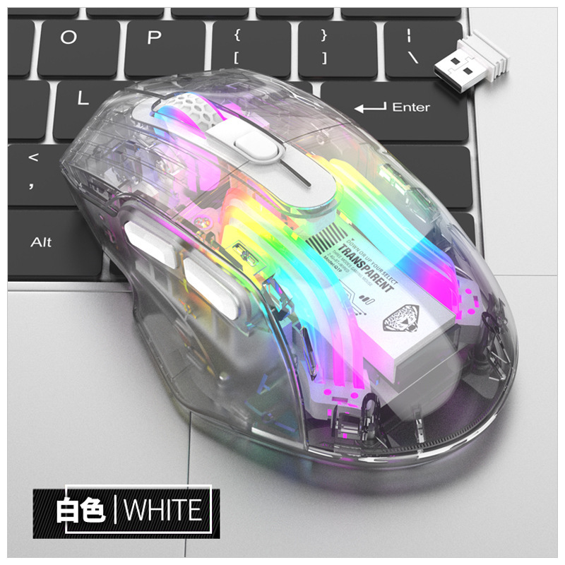 Q19 Wireless Bluetooth Tri-mode Transparent Mouse RGB Illuminated Gaming Gaming PC Notebook Cross Border. 