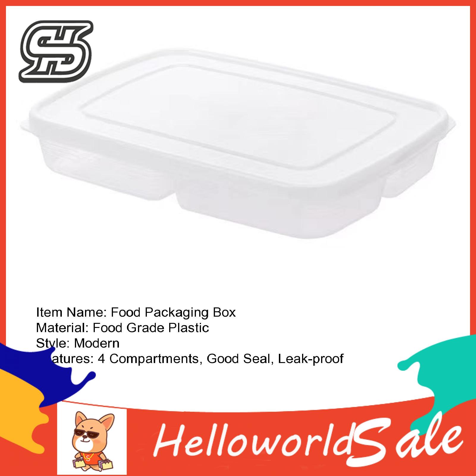 Clear Organizer Container 4 Compartment Leak-proof Food Storage Container with Lid for Meat Fruits Snacks Reusable Veggie Tray Box for Freshness Buyers' Choice Food Packaging Box. 