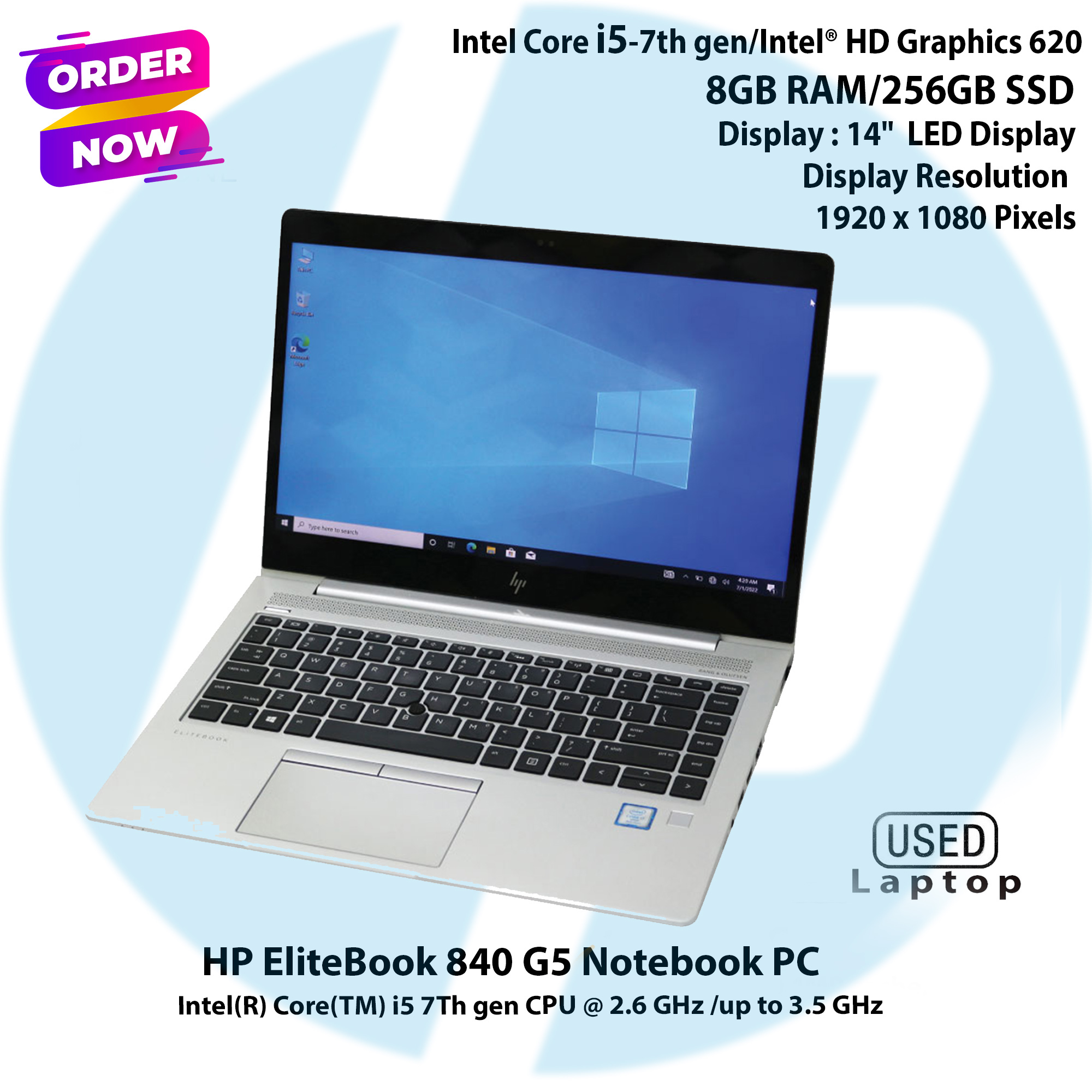 HP EliteBook 840 G5 Intel Core i5 7th Gen,8GB RAM,256GB SSD,14"Display Notebook Pc. 