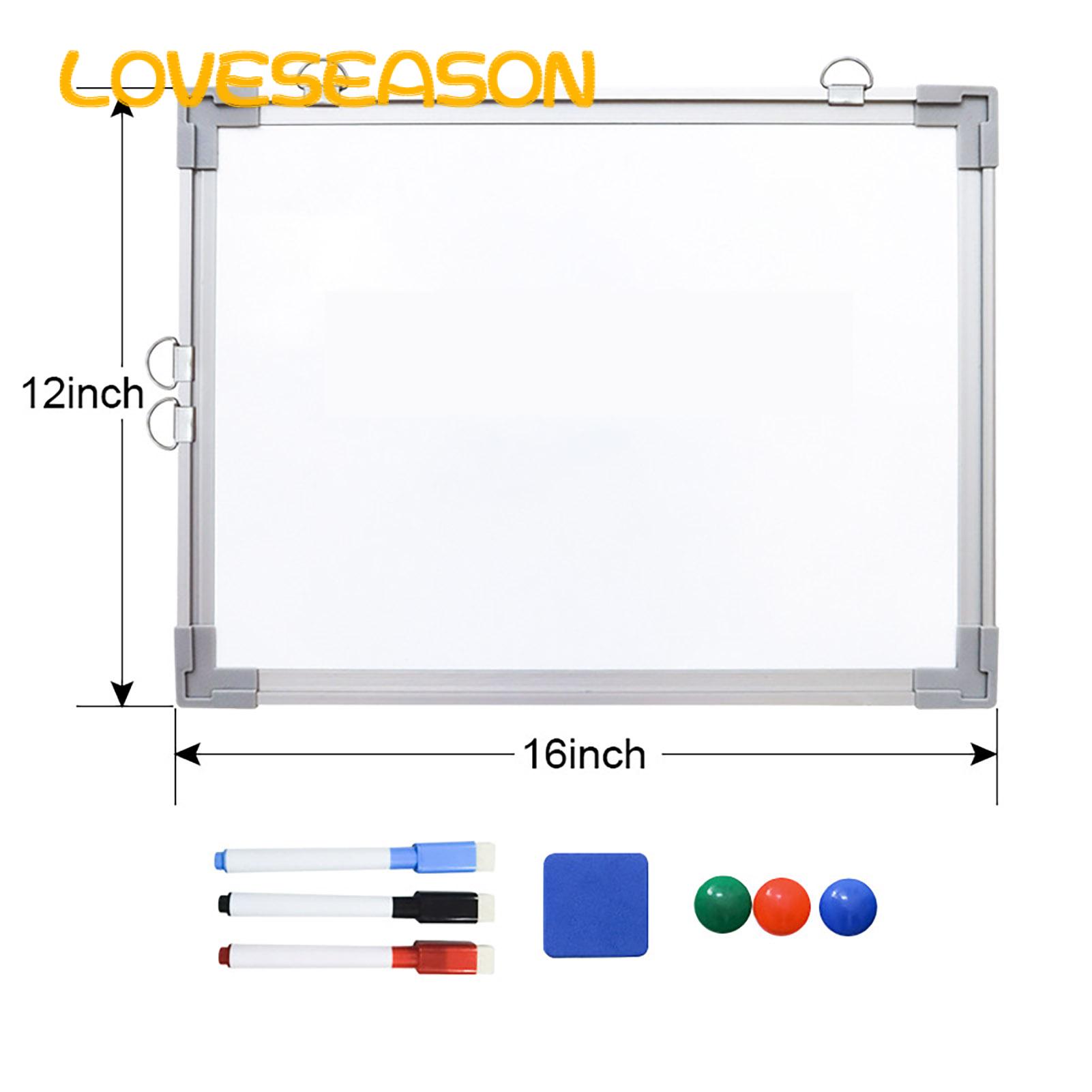Wall Mountable Whiteboard Double-sided Magnetic Whiteboard with Hooks for Office Classroom Use 40x30cm. 