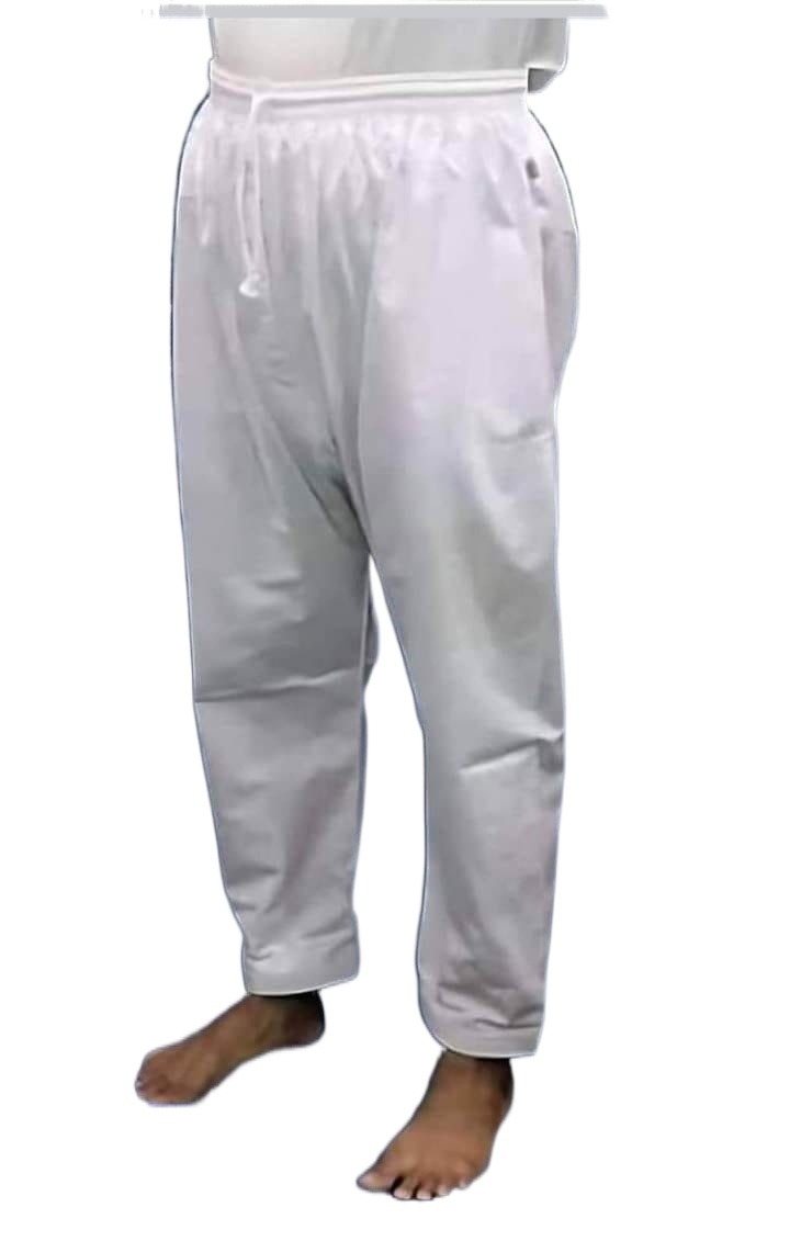 White Color Islamic Items Comfortable Solid Cotton Regular Fit Loose Pajama for Men