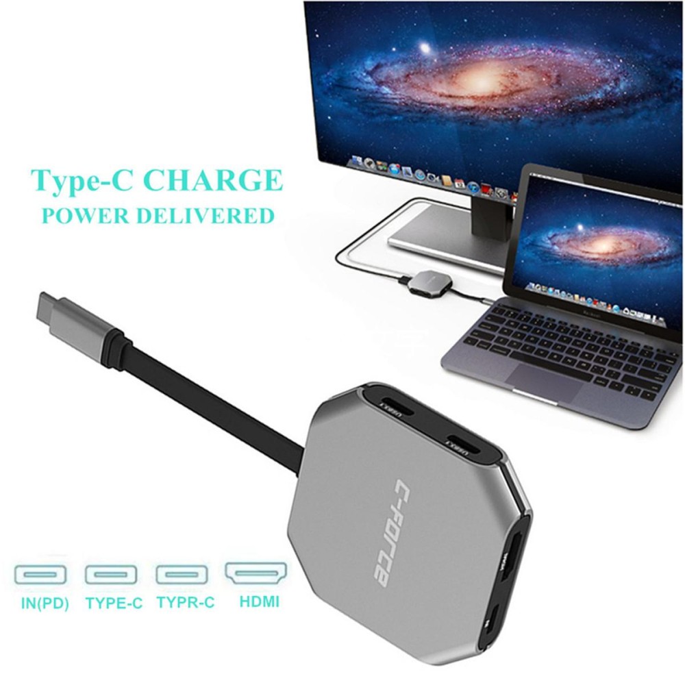 audio Type-C USB-C HDMI 6 Port Charging Converter For Nintendo Switch PC C-Force. 