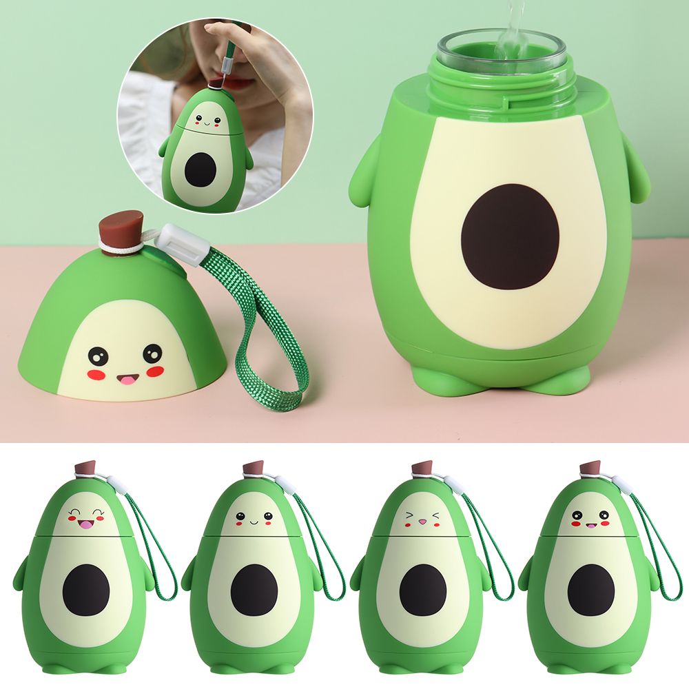 280ML Cartoon Avocado Water Bottle Portable Kawaii Kettle Double Layer Student Cute Portable Water Cup Juice Drinking Cups. 