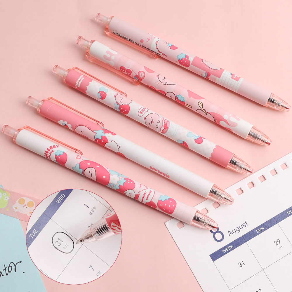 New 1/10Pc 0.5Mm Little Dinoaur Cartoon Gel Pen Preing Pen Roller Ballpoint Pen Cute Pink tationery Bullet Head ignature Pen tationer. 
