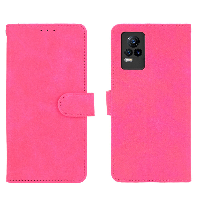lthmy for VIVO Y73 2021 Case Solid Color Leather Flip Cover Wallet Card Slots Casing Anti Falling Protect Cellphone Shell with Holder