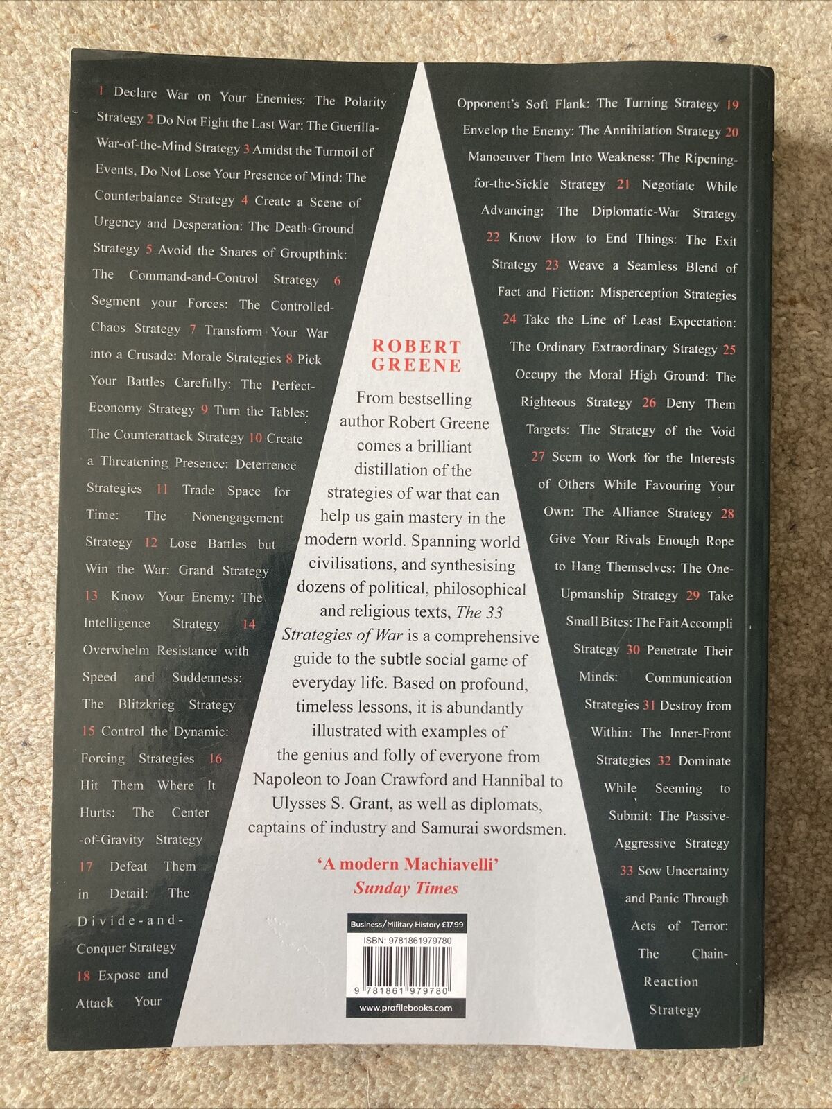 The 33 Strategies of War Book by Robert Greene. 