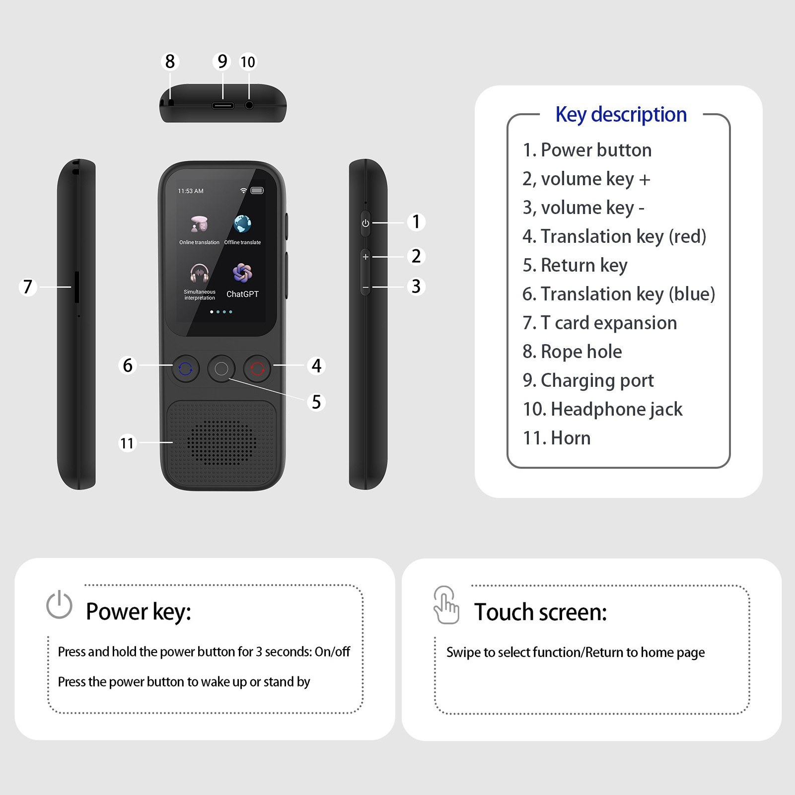 Portable Language Translator Device with 138 Languages Voice Translating 17 Offline Translation Simultaneous Interpretation. 