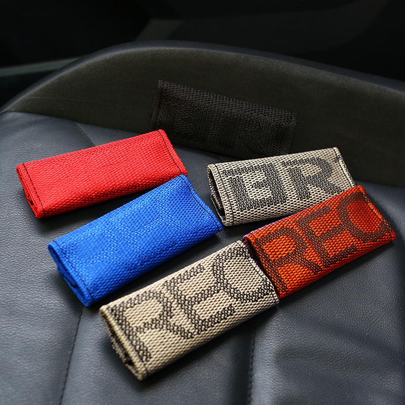 JDM Japan Bride REC Racing Fabric Car Inner Roof Safety Handle Ceiling Armrest Handrail Cover Roof Pull Handle Universal 1pcs. 