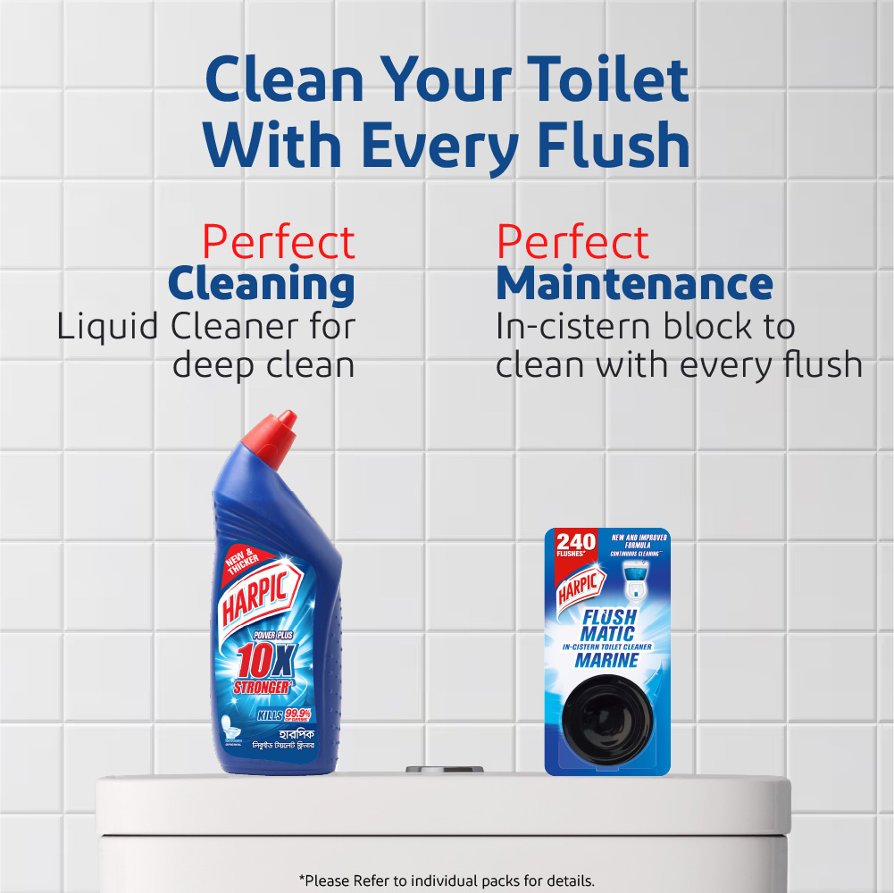 Harpic Flushmatic 50gm in-Cistern Toilet Cleaner, Automatic Cleaning with Every Flush. 