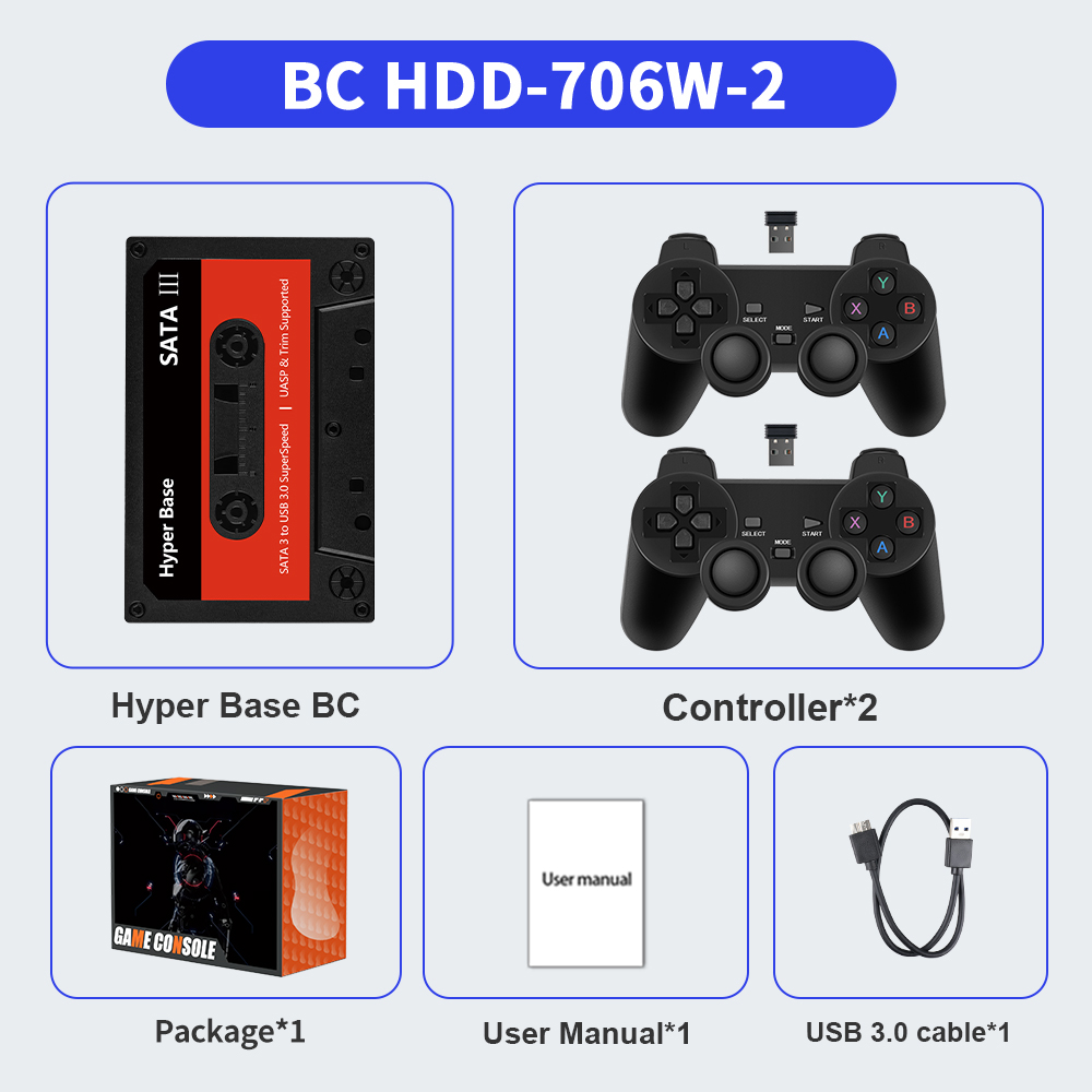 Portable External 2T HDD Batocera 35 Built in 52000+Games For PS3/PS2/Wii/WiiU/DC/N64/MAME/SS Game Console for Windows PC/Laplop. 