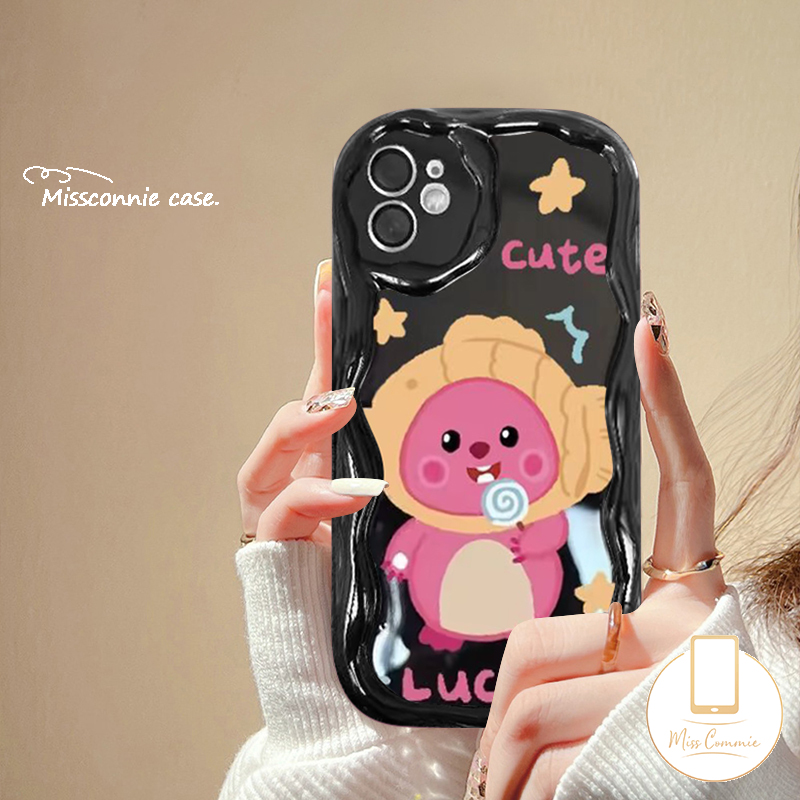 MissConnie Creative Cute Clownfish Little Beaver Loopy 3D Wavy Curved Edge Phone Case Compatible for IPhone 7Plus 15 14 11 13 12 Pro Max XR X XS MAX 6 15 8 7 6S Plus SE 2020 Shockproof Cover. 